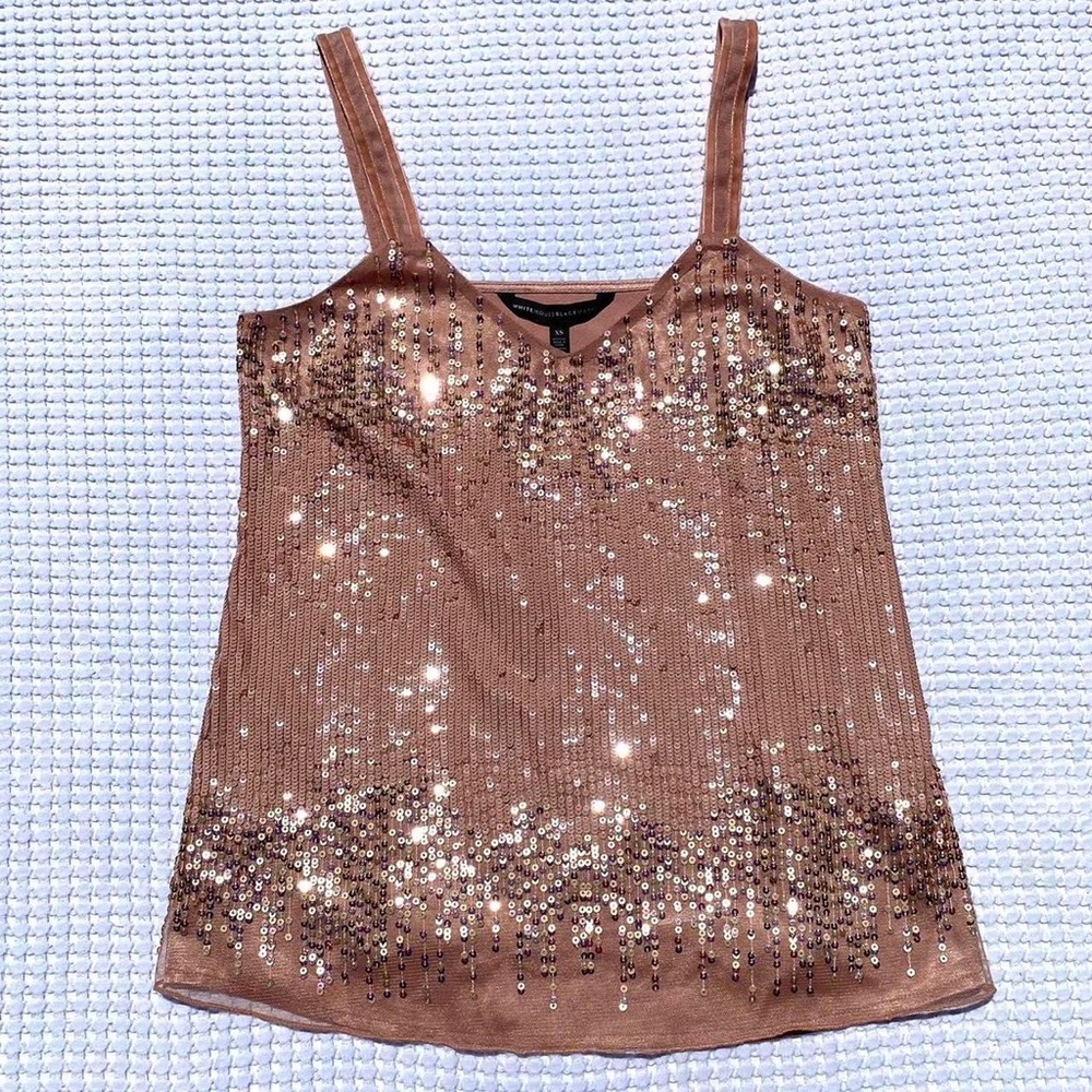 NWT White House Black Market Antique Blush Amelie Sequin Cami